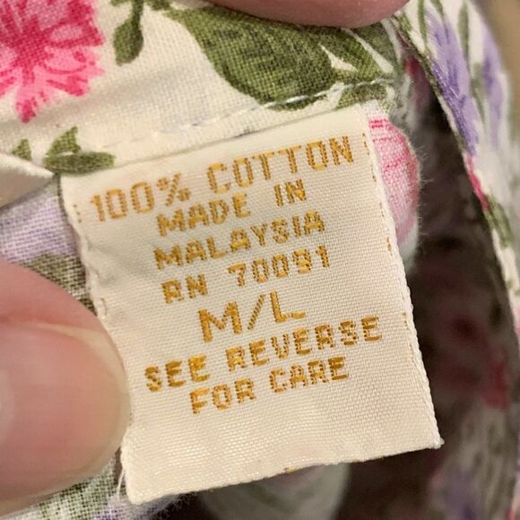 Victoria's Secret Vintage Gold Label floral cotton with lace sleeping shirt M/L - Picture 12 of 15